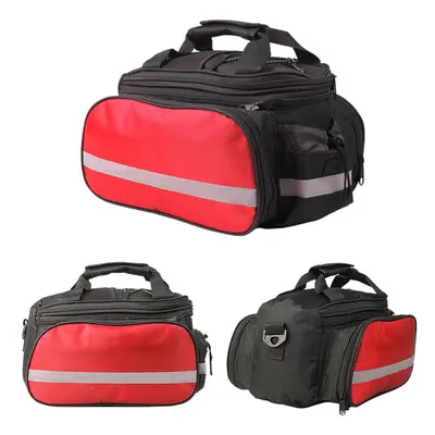 (Red) 27L Bicycle Riding Package Large Capacity Waterproof Reflective Strips Outdoor Riding Bag