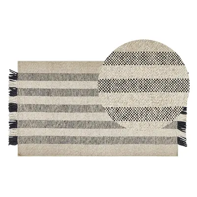 Wool Area Rug x cm Off-White and Black TACETTIN