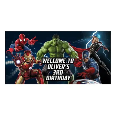 Personalized Birthday Banner For Superhero Theme Party 24"x48" or 42"x84"