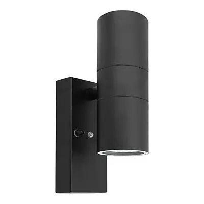 Long Life Lamp Company Black Outdoor Up Down Wall Light Dusk Till Dawn Sensor Stainless Steel IP