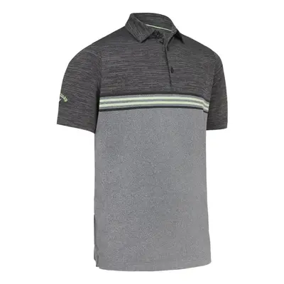 (S, Caviar Heather) Callaway Golf Mens Heathered Chest Stripe SwingTech Stretch Polo Shirt