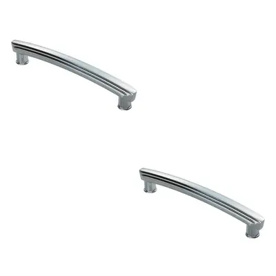 2x Ridge Deisgn Curved Cabinet Pull Handle 160mm Fixing Centres Polished Chrome