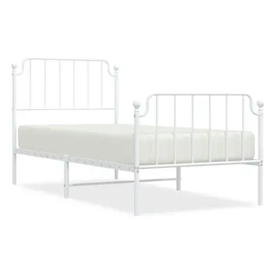 (white, x cm/with headboard & footboard) vidaXL Metal Bed Frame Home Bedroom Bed Base Mattress F