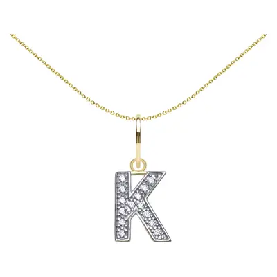 Jewelco London Solid 9ct Yellow and White Gold Cubic Zirconia 10mm San Serif Block Font Initial 