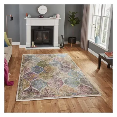 (120x170cm) Athena Rugs in Multi Cozy Modern Distressed Soft Floor Mat