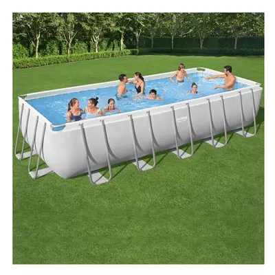 Bestway 21ft x 9ft x 52in Power Steel Rectangular Pool Set