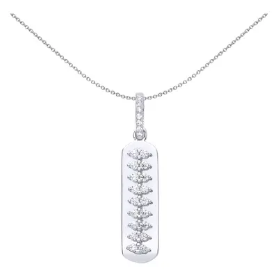 Jewelco London Ladies Sterling Silver Cubic Zirconia Spinal Cord Ingot Pendant Necklace inch - G