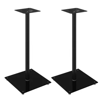 (black, x x cm) vidaXL Speaker Stands Speaker Floor Stand pcs Tempered Glass Pillar Design