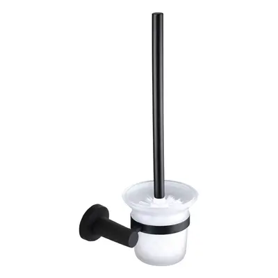 Nes Home Sensi Round Black Matte Wall Mounted Toilet Brush Holder