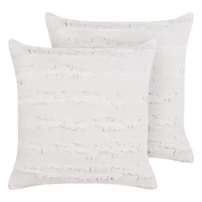 Set of Cushions MAKNEH Cotton x cm Solid White