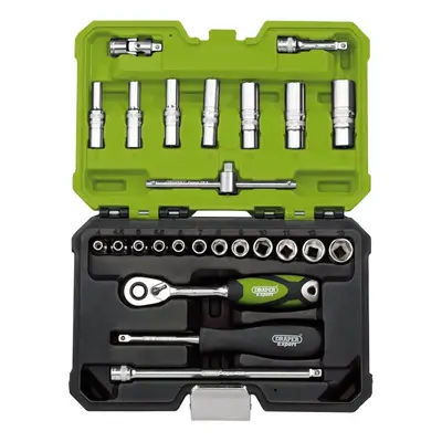 Draper Expert Metric Socket Set, 1/4"" Sq. Dr., Green (25 Piece)