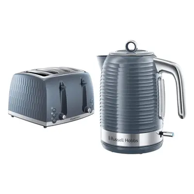 Russell Hobbs 4 Slice Toaster , Grey & Inspire Electric Kettle,Grey, W - UK Stock