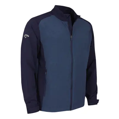 (S, Peacoat Heather) Callaway Golf Mens Full Zip Windproof Water Resistant Colour Block Jacket