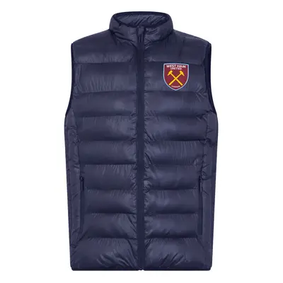 (Navy Zip, Large) West Ham United Mens Gilet Jacket Body Warmer Padded OFFICIAL Football Gift