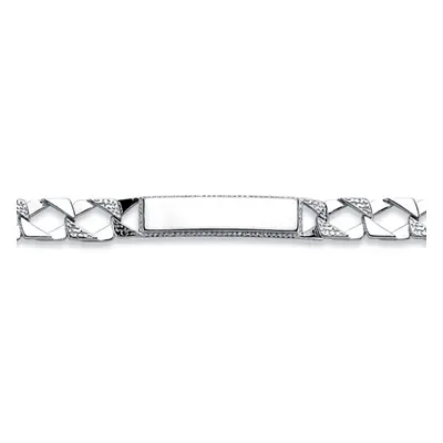 Jewelco London Boys Rhodium Plated Sterling Silver Lizard Curb ID Bracelet 8mm inch - ACC004