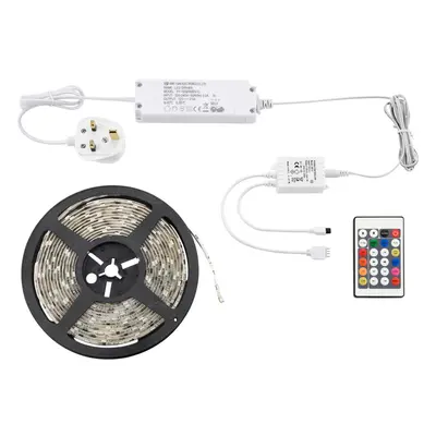 5m RGB Strip Light Kit - 24W LED Driver - IP44 Rated - Remote Control