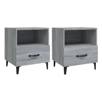 (grey sonoma, 2) vidaXL 1/2x Bedside Cabinet Engineered Wood End Table Nightstand Multi Colours