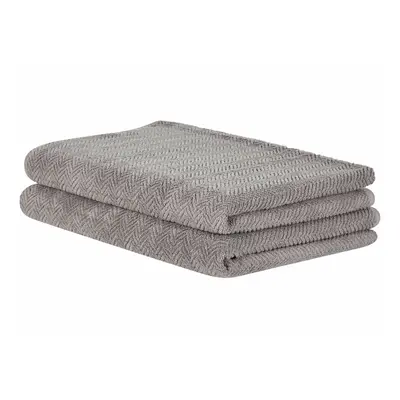 Set of Cotton Terry Towels Grey MITIARO