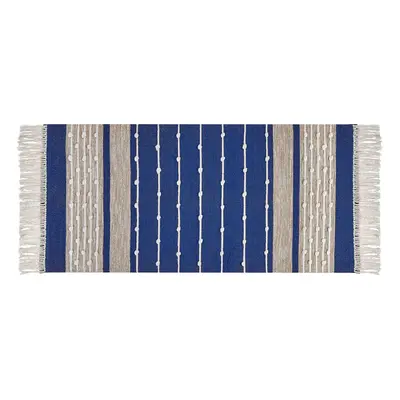 Cotton Area Rug x cm Blue and Beige KONDHALI