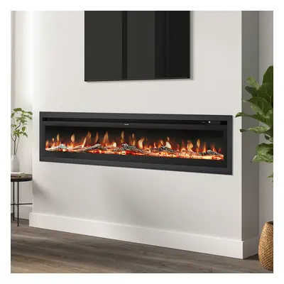 (100 Inch) Electric Fireplace with Remote Flame Colors