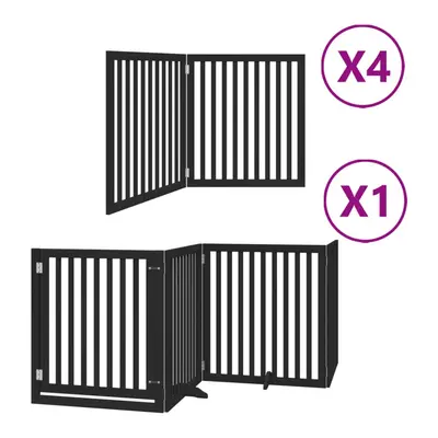 (black, x x cm/ pcs) vidaXL Dog Gate with Door Foldable Panels Dog Fence Pet Gate Poplar Wood