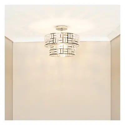 ValueLights Elise Silver Frame Acrylic Jewel Ceiling Pendant Light