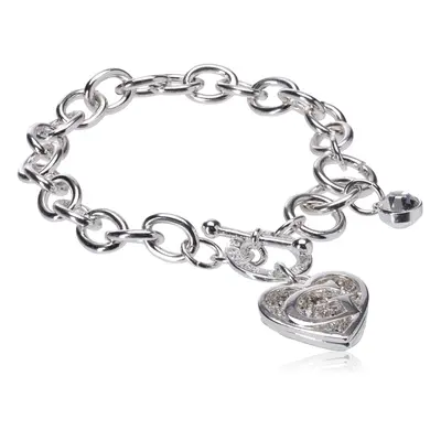 GUESS Toggle Chain Bracelet with Logo Heart Link Charm Bracelet