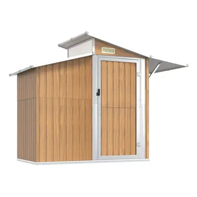 (brown) vidaXL Garden Shed 270x130x208.5 cm Galvanised Steel Bin Shed Multi Colours