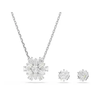 Idyllia Rhodium Plated White Mixed Cuts Snowflake Set