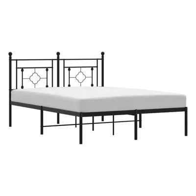 (black, x cm/with headboard) vidaXL Metal Bed Frame Home Bedroom Bed Base Mattress Foundation Be