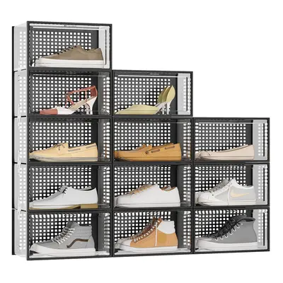 Set of Clear Plastic Stackable Shoe Storage Box