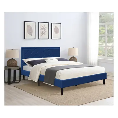 (5ft Kingsize, Blue ) Fabric Bedframe With Padded Headboard Various Sizes And Colours