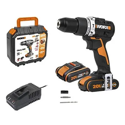 WORX WX352 18V (20V MAX) 60Nm Brushless Motor Cordless Combi Hammer Drill with x2 2.0Ah Batterie