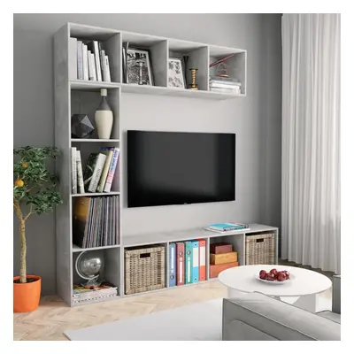 vidaXL Piece Book/TV Cabinet Set Concrete Grey Display Storage Organiser