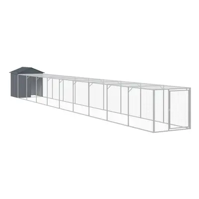 (anthracite, x x cm) vidaXL Chicken Cage with Run Farm Chicken Run Coop Hen House Galvanised Ste