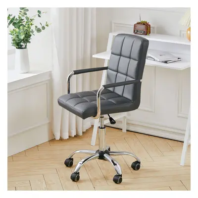 Mid Back Faux Leather Office Chair with Chrome Base