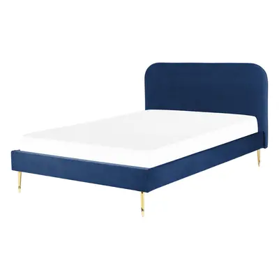 Bed FLAYAT x cm (EU Double) Velvet Navy Blue