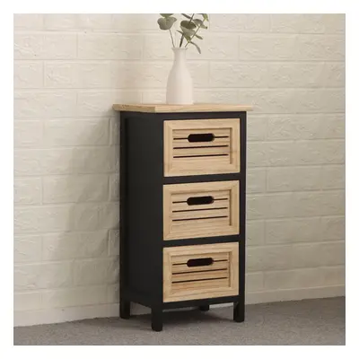 (3 Drawer Black and Oak) Storage Chest 3/4/5 Drawers Solid Wooden Organizer Furniture