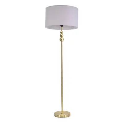 ValueLights Marissa Grey Shade Brushed Gold Stacked Floor Lamp & Bulb