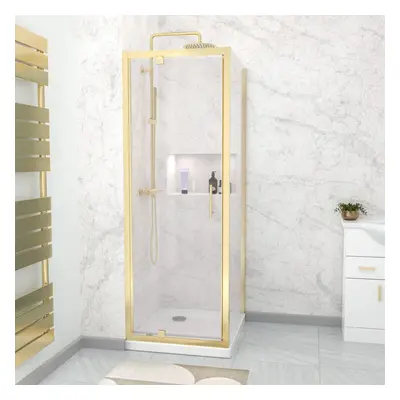 Nes Home x 700mm Pivot Door Shower Enclosure & Side Panel Brushed Brass