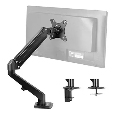 VIVO Black Articulating Single Pneumatic Spring Arm Clamp-on Desk Mount Stand | Fits Monitor Scr