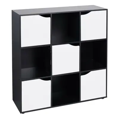 (9 Cube - Black (Out of Stock), White) Cube Wooden Storage Bookcase Unit With Doors