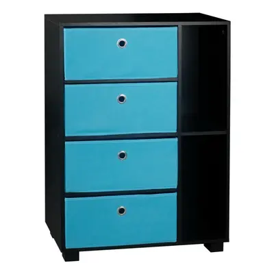 (Light Blue, Black) Section Wooden Bookcase Living Room Drawers