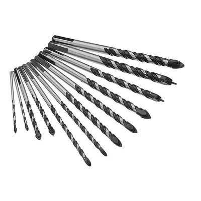 10pcs 1/8 1/4 5/16 3/8 1/2 Masonry Drill Bits Twist Drill Set for Tile Brick Cement Concrete