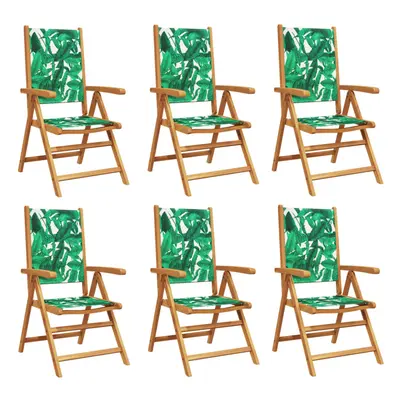 (leaf pattern, pcs) vidaXL Reclining Garden Chairs Outdoor Chairs Armchair Fabric & Solid Wood