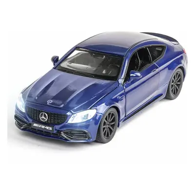 (Blue) 1:32 Alloy BENZS C63S AMG Door Openable Pull Back Diecast Car Model Toy with Sound Light 