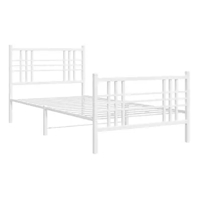 (white, 100x200 cm/with headboard & footboard) vidaXL Metal Bed Frame with Headboard Home Bed Ba