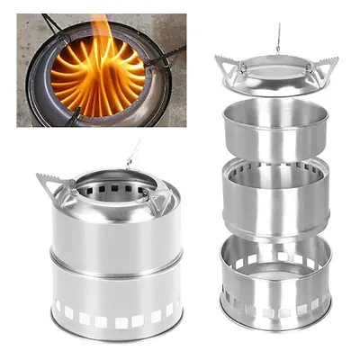 Stainless Steel Camping Stove Potable Wood Burning Stoves Backpacking Stove for Outdoor Hiking P