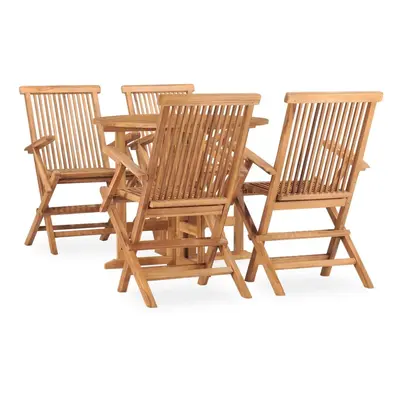 vidaXL Solid Teak Wood Folding Outdoor Dining Set Piece Outdoor Furniture