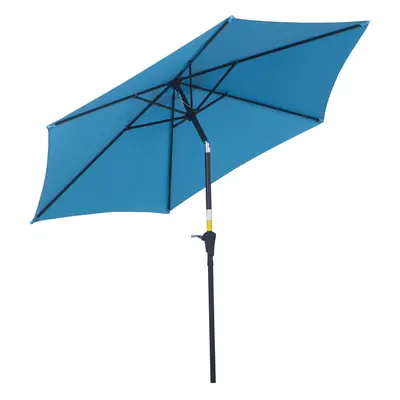 Outsunny Patio Umbrella Parasol Sun Shade Garden Aluminium Blue 2.7M